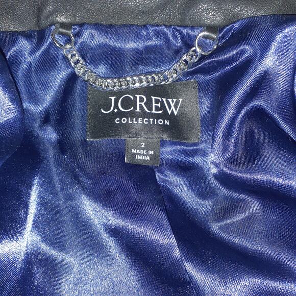 J. Crew 'Collection' Black Leather Shirt-Jacket Size 2 - Picture 4 of 6